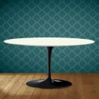 Mesa de centro Tulipán de Saarinen, ovalada, 41 cm de alto, cerámica Moonè, fabricada en Italia - Escarlata Viadurini