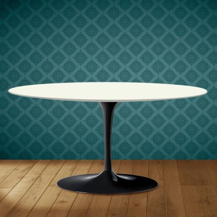 Mesa de centro Tulipán de Saarinen, ovalada, 41 cm de alto, cerámica Moonè, fabricada en Italia - Escarlata Viadurini