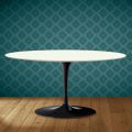 Mesa de centro Tulipán de Saarinen, ovalada, 41 cm de alto, cerámica Moonè, fabricada en Italia - Escarlata