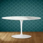 Mesa de centro ovalada Tulip de Saarinen, 104 cm de altura, cerámica Salina, fabricada en Italia - Escarlata Viadurini