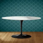 Mesa de centro ovalada Tulip de Saarinen, 104 cm de altura, cerámica Salina, fabricada en Italia - Escarlata Viadurini