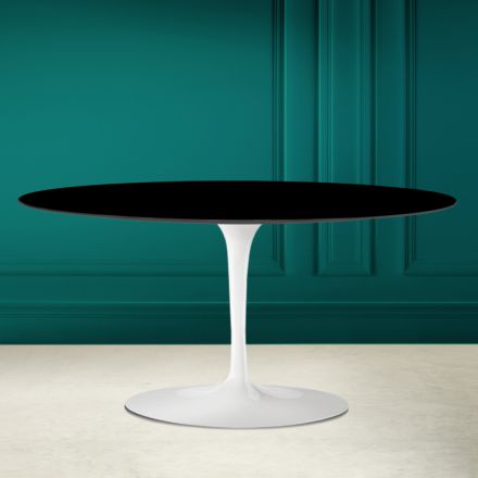 Mesita ovalada Tulip Saarinen Alt. 41 en negro absoluto Made in Italy - Escarlata Viadurini