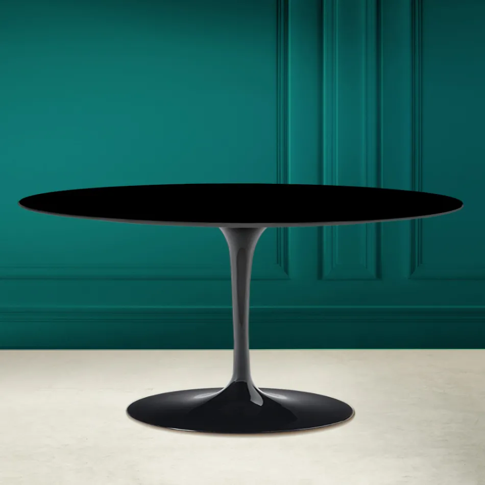 Mesita ovalada Tulip Saarinen Alt. 41 en negro absoluto Made in Italy - Escarlata Viadurini