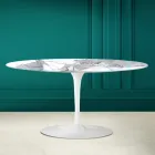 Mesa de centro ovalada Tulip Saarinen Alt. 41 en Statuario Altissimo Made in Italy - Escarlata Viadurini