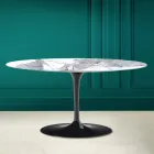 Mesa de centro ovalada Tulip Saarinen Alt. 41 en Statuario Altissimo Made in Italy - Escarlata Viadurini
