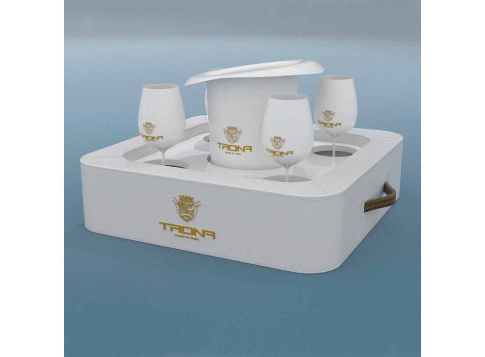 Mesa de centro - Bandeja móvil de cuero de imitación de diseño Trona náutica Viadurini