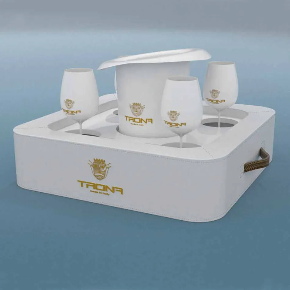 Mesa de centro - Bandeja móvil de cuero de imitación de diseño Trona náutica Viadurini