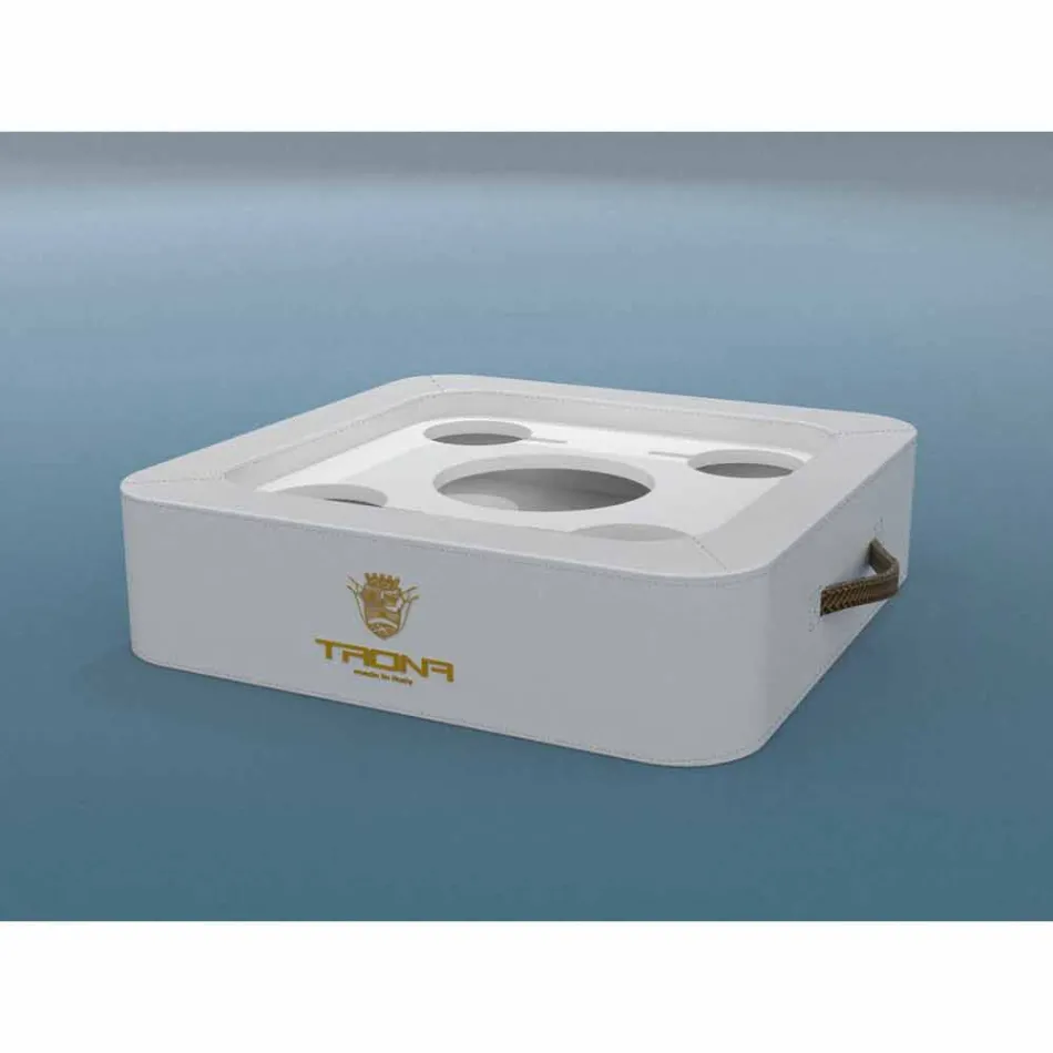 Mesa de centro - Bandeja móvil de cuero de imitación de diseño Trona náutica Viadurini