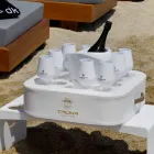 Mesa de centro - Bandeja flotante en ecopiel náutica y plexiglás Trona Viadurini