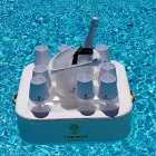 Mesa de centro - Bandeja flotante en ecopiel náutica y plexiglás Trona Viadurini