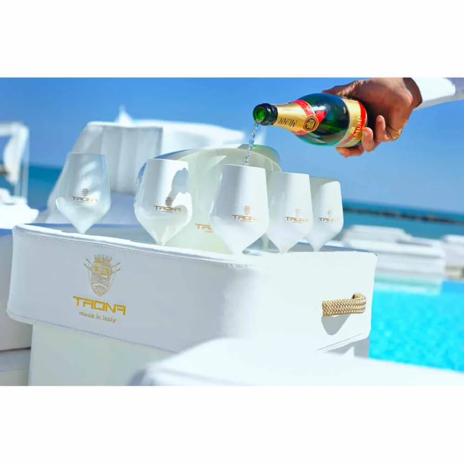 Mesa de centro - de bandejas flotantes de piel sintética y plexiglás Trona náutica Viadurini