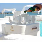 Mesa de centro - de bandejas flotantes de piel sintética y plexiglás Trona náutica Viadurini