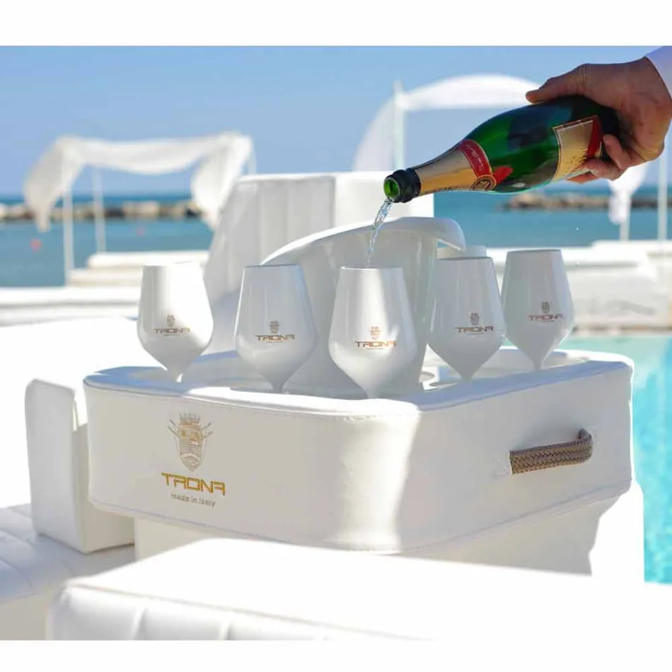 Mesa de centro - de bandejas flotantes de piel sintética y plexiglás Trona náutica Viadurini