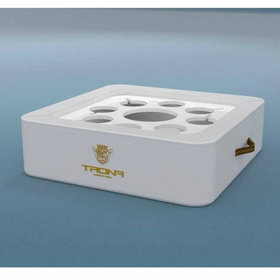 Mesa de centro - de bandejas flotantes de piel sintética y plexiglás Trona náutica Viadurini