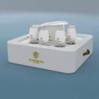 Mesa de centro - de bandejas flotantes de piel sintética y plexiglás Trona náutica Viadurini