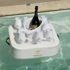 Mesa de centro - Bandeja flotante en ecopiel náutica y plexiglás Trona Viadurini