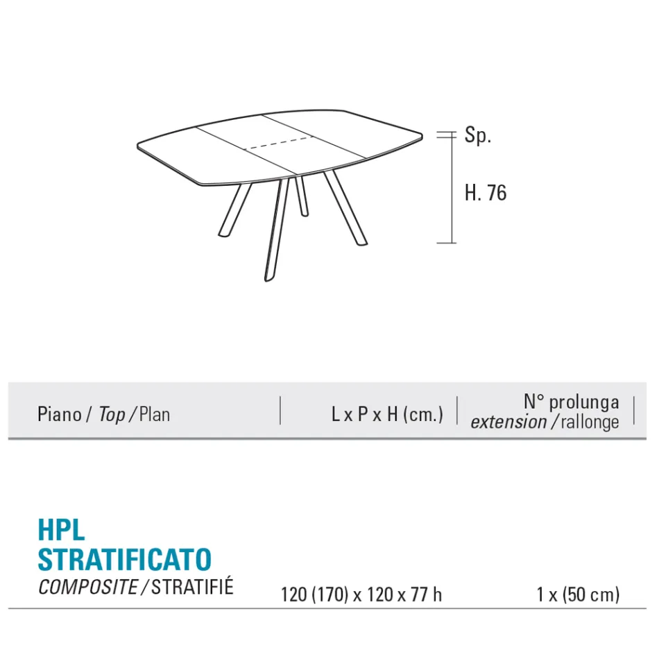Mesa de barril extensible hasta 170 cm en HPL estratificado - Convivio Viadurini
