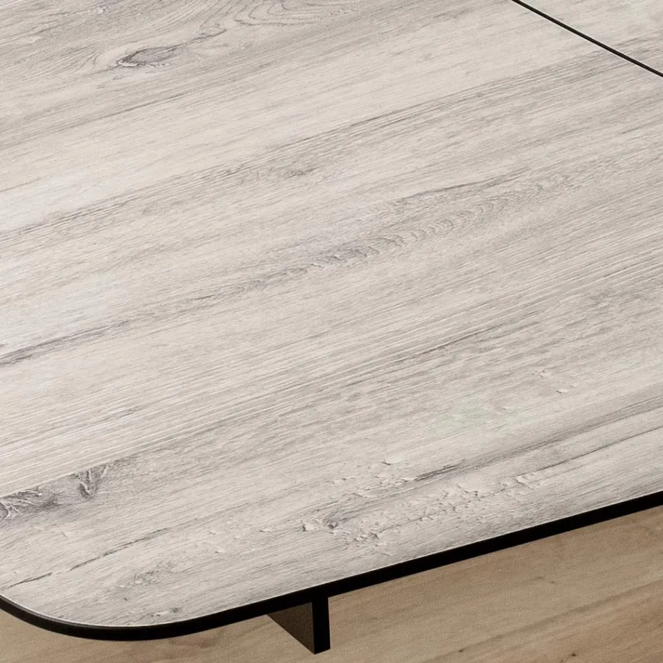 Mesa Barril Extensible a 240 o 280 cm en HPL y Metal - Presente Viadurini