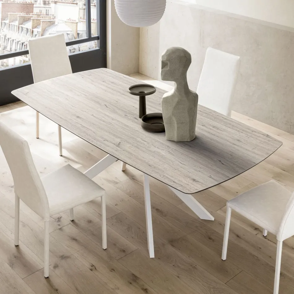 Mesa Barril Extensible a 240 o 280 cm en HPL y Metal - Presente Viadurini