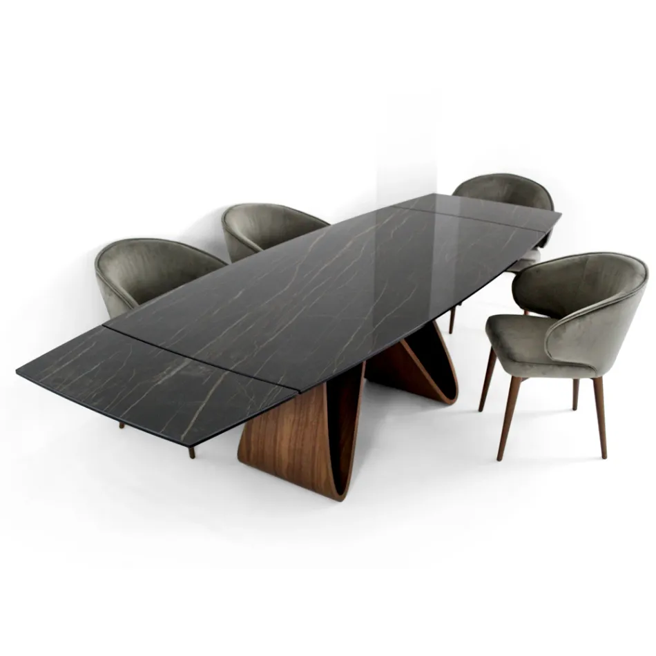Mesa extensible hasta 276 cm en Cerámica Noir Desir Made in Italy - Equator Viadurini