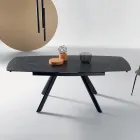 Mesa extensible de 140/210 x 90 cm en piedra sinterizada con efecto mármol - Atrium Viadurini