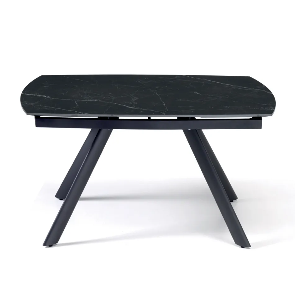 Mesa extensible de 140/210 x 90 cm en piedra sinterizada con efecto mármol - Atrium Viadurini