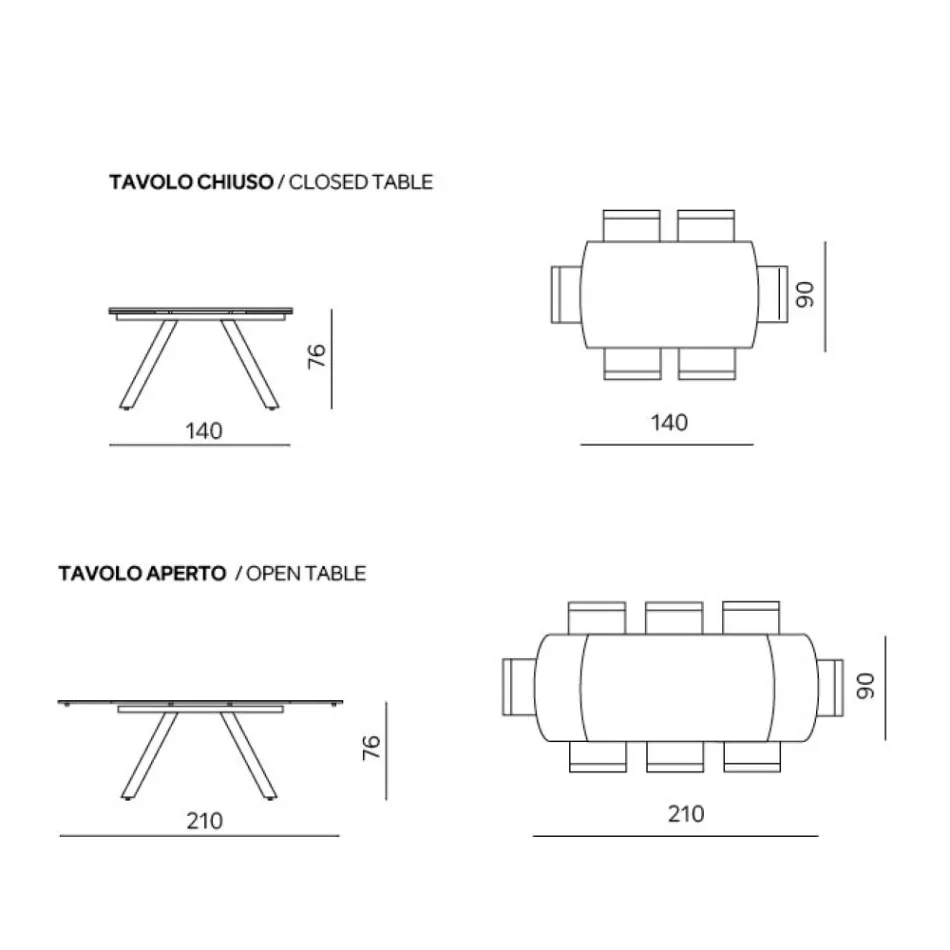Mesa extensible de 140/210 x 90 cm en piedra sinterizada con efecto mármol - Atrium Viadurini