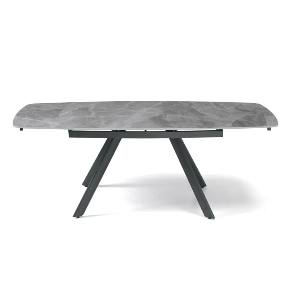 Mesa extensible de 140/210 x 90 cm en piedra sinterizada con efecto mármol - Atrium Viadurini