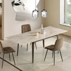 Mesa extensible de 160/240 x 90 cm en piedra sinterizada con efecto mármol - Samus Viadurini