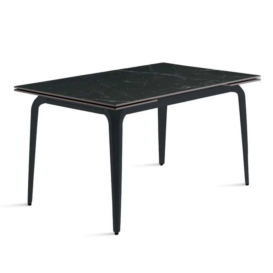 Mesa extensible de 160/240 x 90 cm en piedra sinterizada con efecto mármol - Samus Viadurini