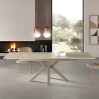 Mesa extensible de 160/240 x 91 cm en piedra sinterizada con efecto mármol - Palazzo Viadurini
