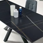 Mesa extensible de 180/240 x 100 cm en piedra sinterizada con efecto mármol - Loggia Viadurini