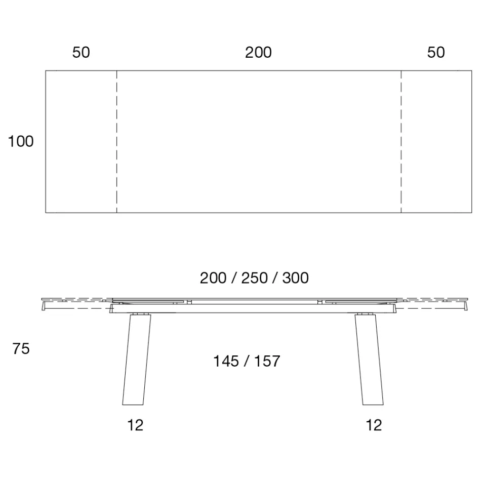 Mesa extensible 3 m patas de metal con tapa de cerámica brillante - Papusca Viadurini