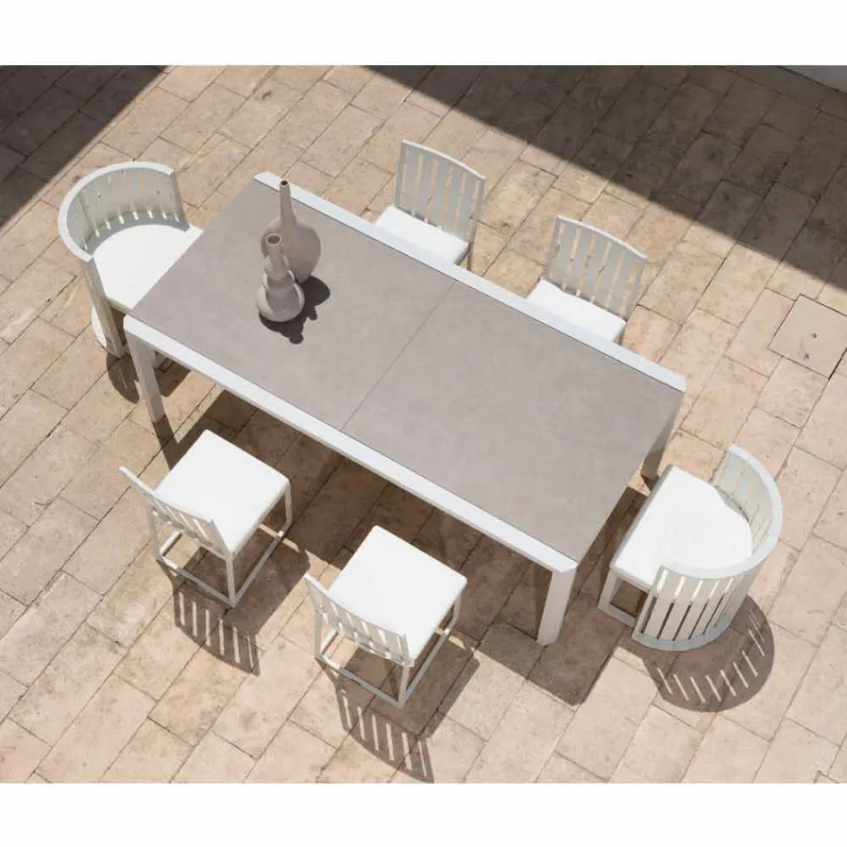 Mesa extensible de comedor al aire libre de 340 cm en aluminio y vidrio o laminado - Julie Viadurini