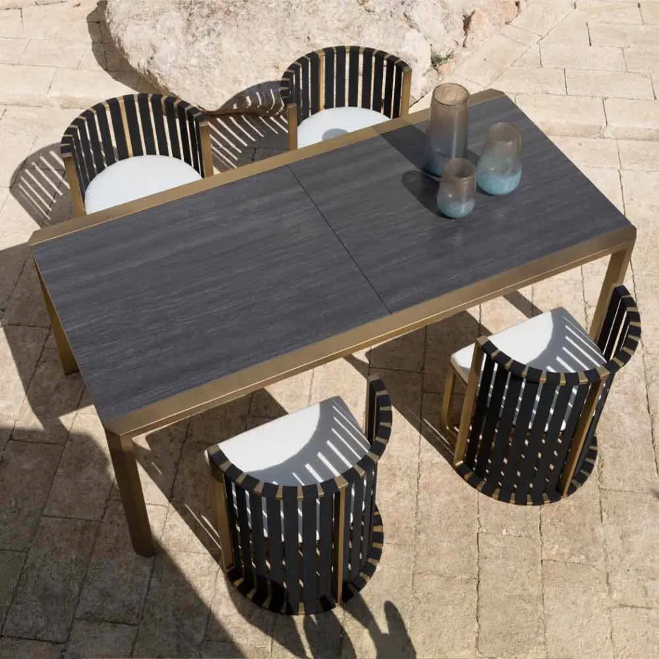 Mesa extensible de comedor al aire libre de 340 cm en aluminio y vidrio o laminado - Julie Viadurini