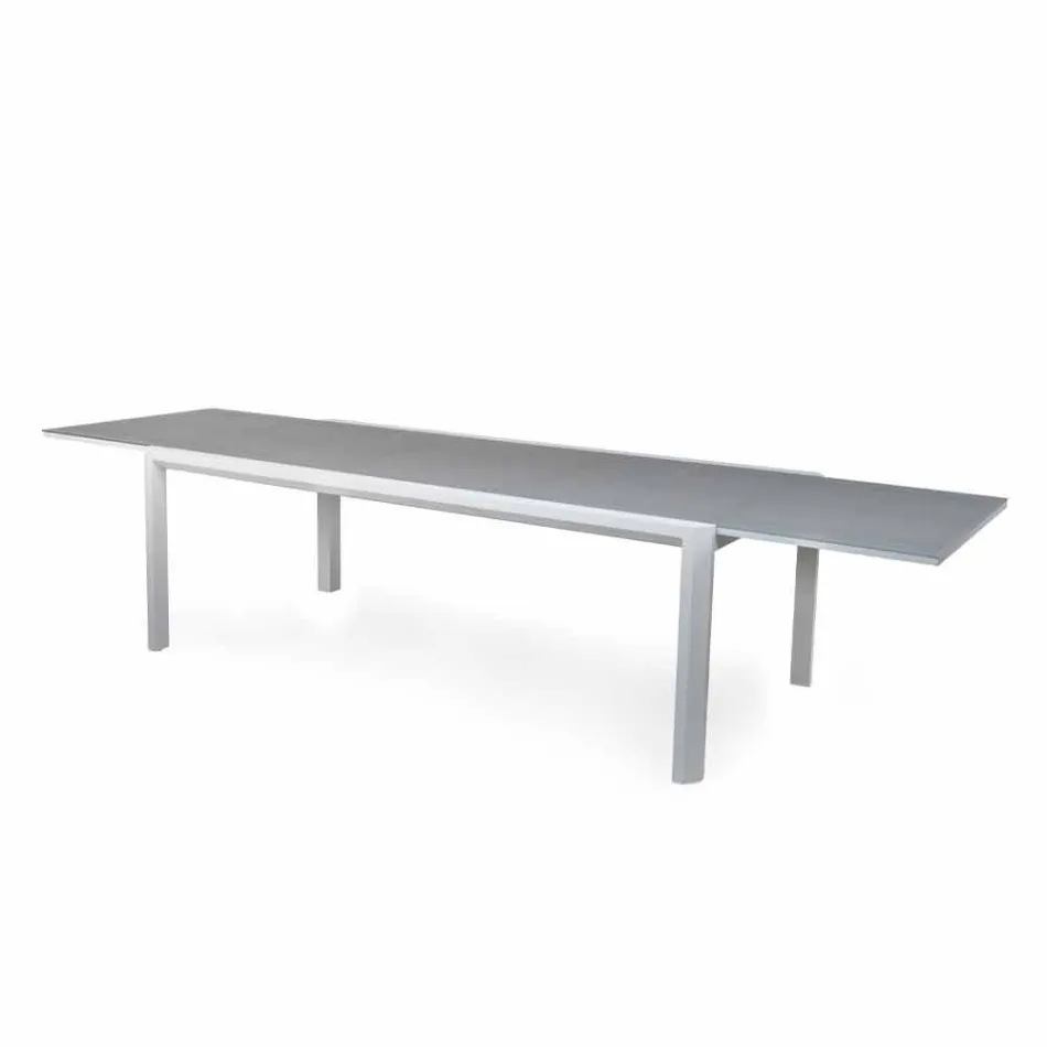 Mesa extensible de comedor al aire libre de 340 cm en aluminio y vidrio o laminado - Julie Viadurini