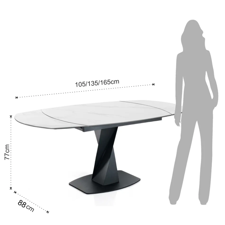 Mesa Extensible hasta 165 cm en Metal y Cerámica - Boccanera Viadurini