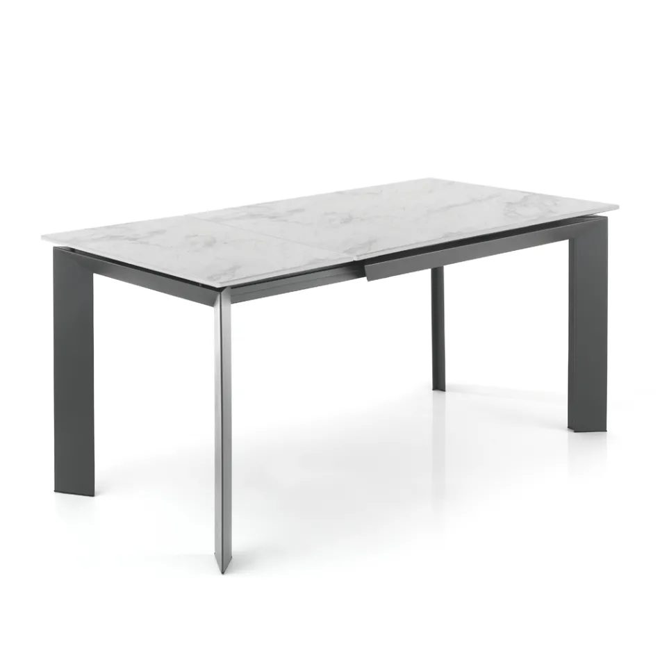 Mesa extensible hasta 170 cm en acero y cerámica - Sphinx Viadurini