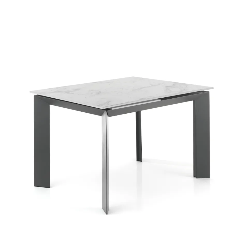 Mesa extensible hasta 170 cm en acero y cerámica - Sphinx Viadurini