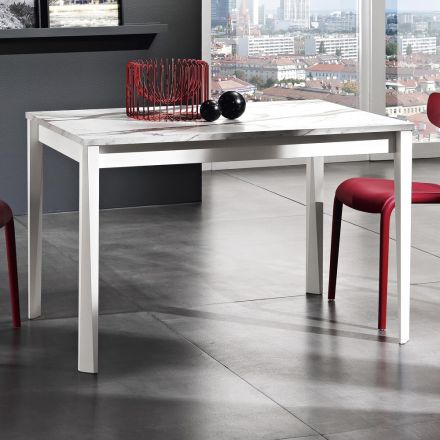 Mesa extensible hasta 180 cm en Haya y Melamina Made in Italy - Otiello Viadurini