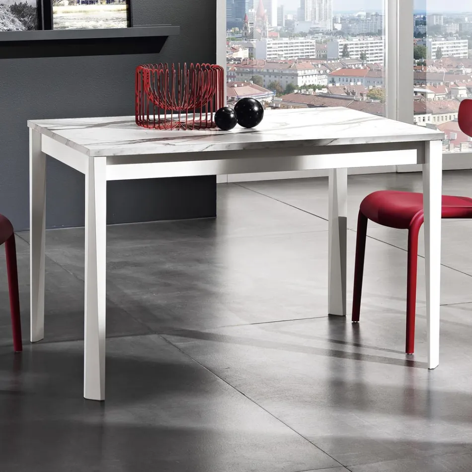Mesa extensible hasta 180 cm en Haya y Melamina Made in Italy - Otiello Viadurini