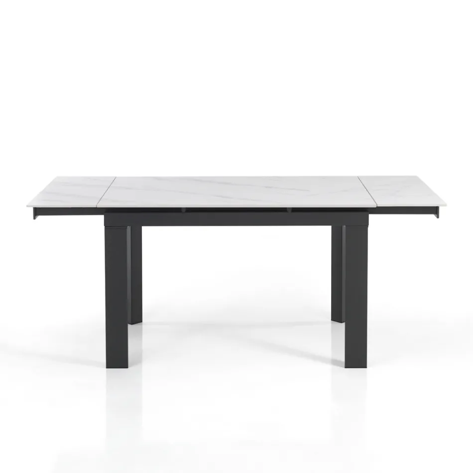 Mesa extensible hasta 180 cm Acabado Mármol Blanco - Brotola Viadurini