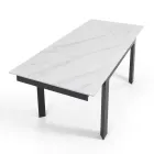 Mesa extensible hasta 180 cm Acabado Mármol Blanco - Brotola Viadurini
