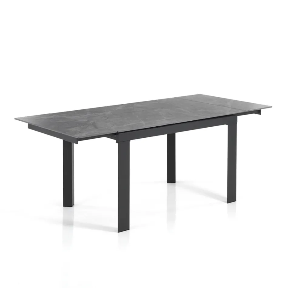 Mesa extensible hasta 180 cm Acabado Mármol Blanco - Brotola Viadurini