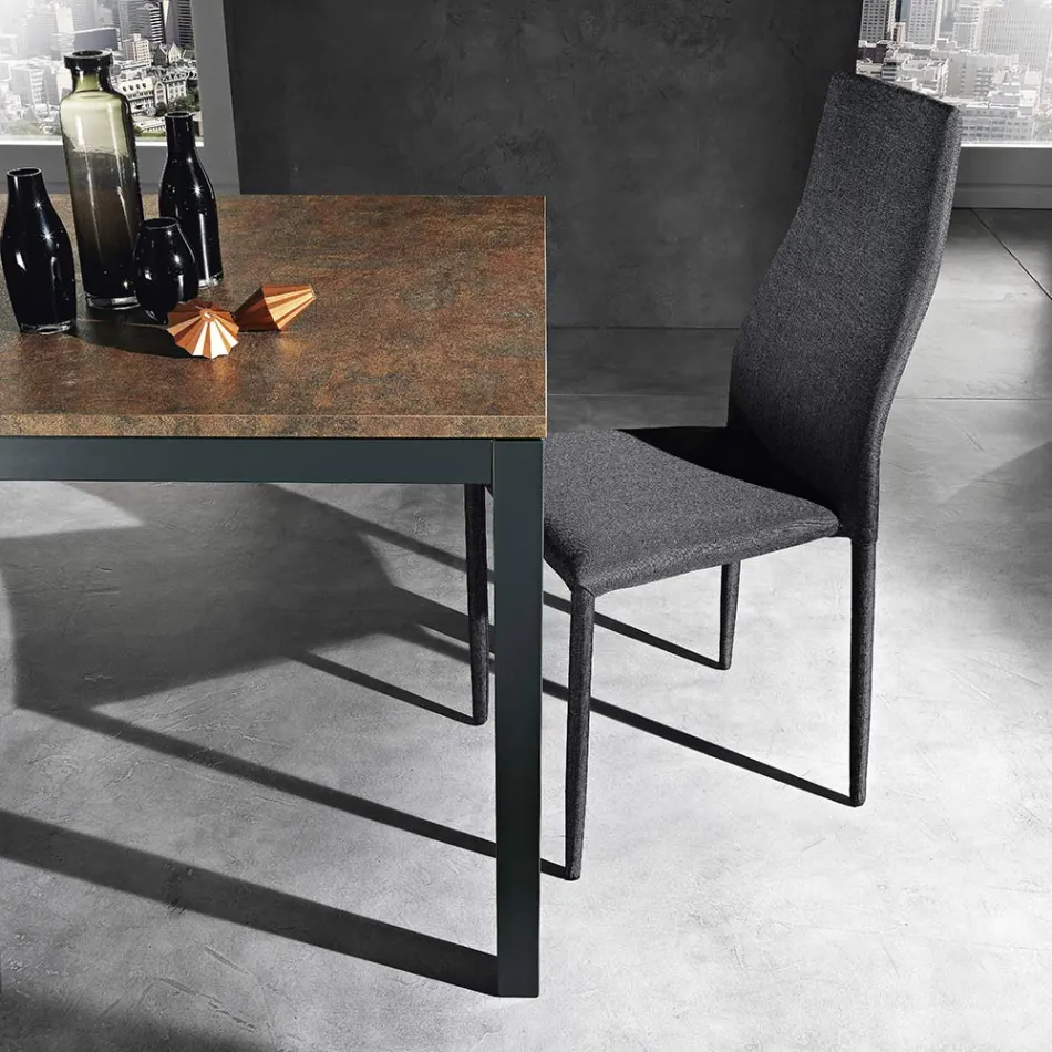 Mesa extensible hasta 180 cm en Metal Antracita Made in Italy - Beatrise Viadurini