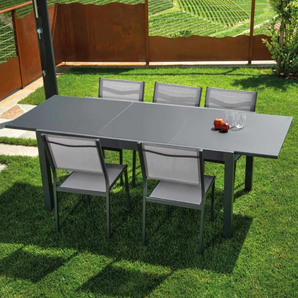 Mesa extensible 180 cm o 220 cm con tablero de cristal templado - Cartellina Viadurini