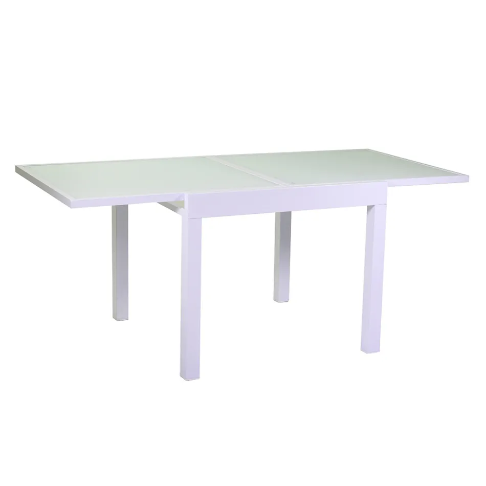 Mesa extensible 180 cm o 220 cm con tablero de cristal templado - Cartellina Viadurini