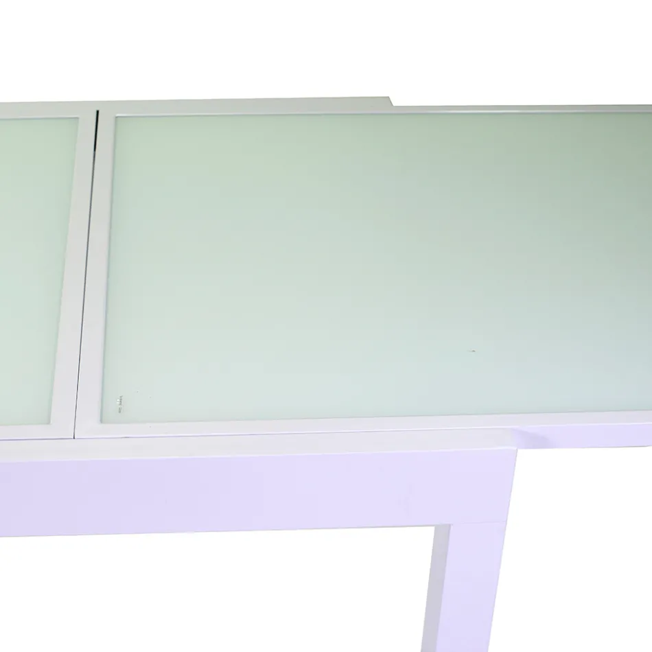 Mesa extensible 180 cm o 220 cm con tapa de cristal templado - Cartellina Viadurini