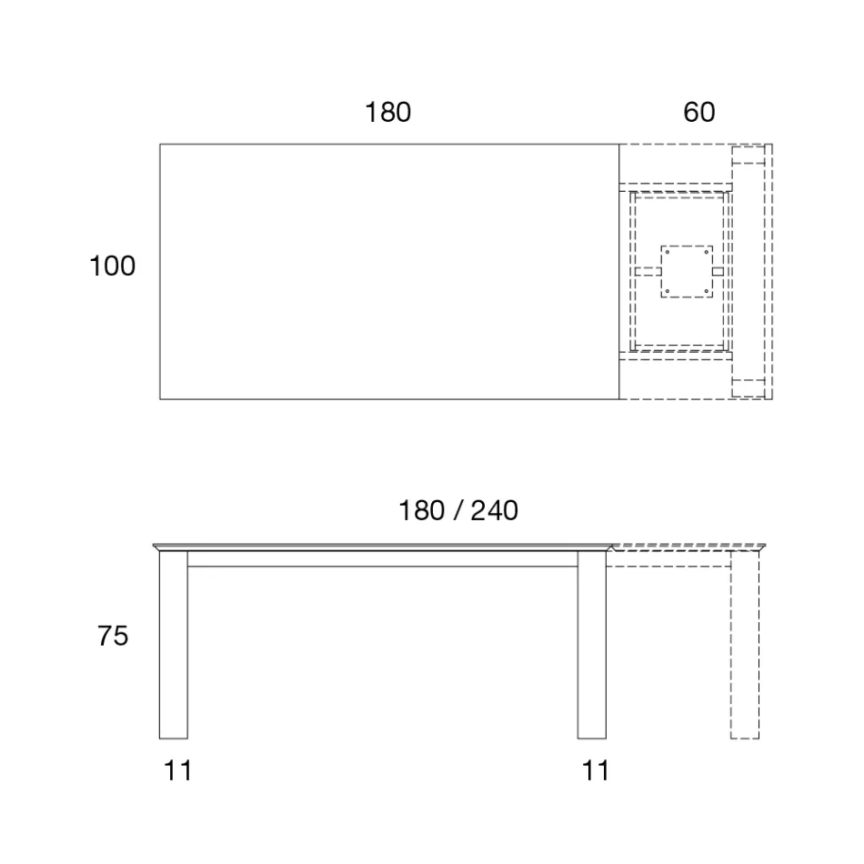 Mesa extensible hasta 2,4 m en madera maciza y tapa de cerámica - Antares Viadurini