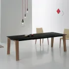 Mesa extensible hasta 2,4 m en madera maciza y tapa de cerámica - Antares Viadurini